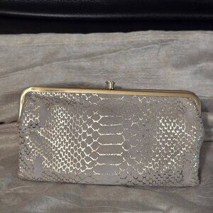 Gold and Cream Magnetic Leather Hobo International Wallet